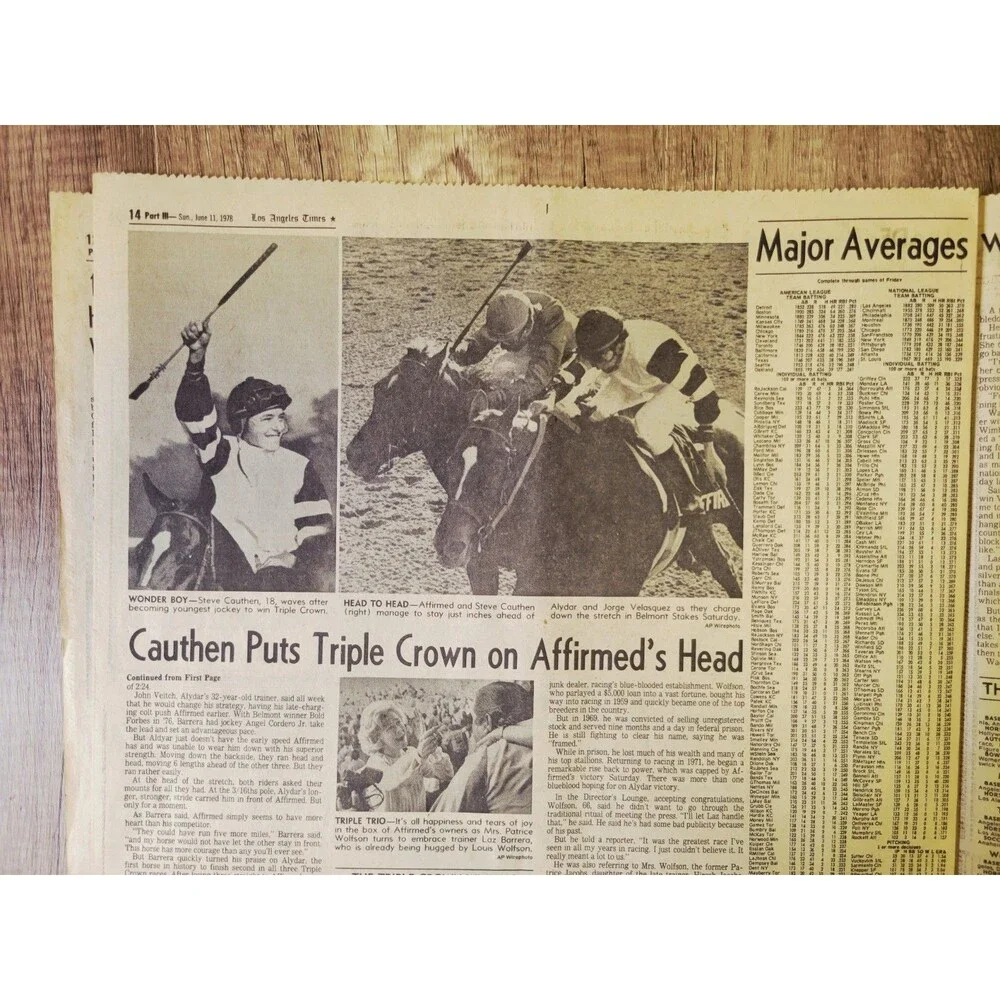 1978 Jun 11: LA Times Triple Crown For Affirmed! Belmont Stakes Win Horse Racing